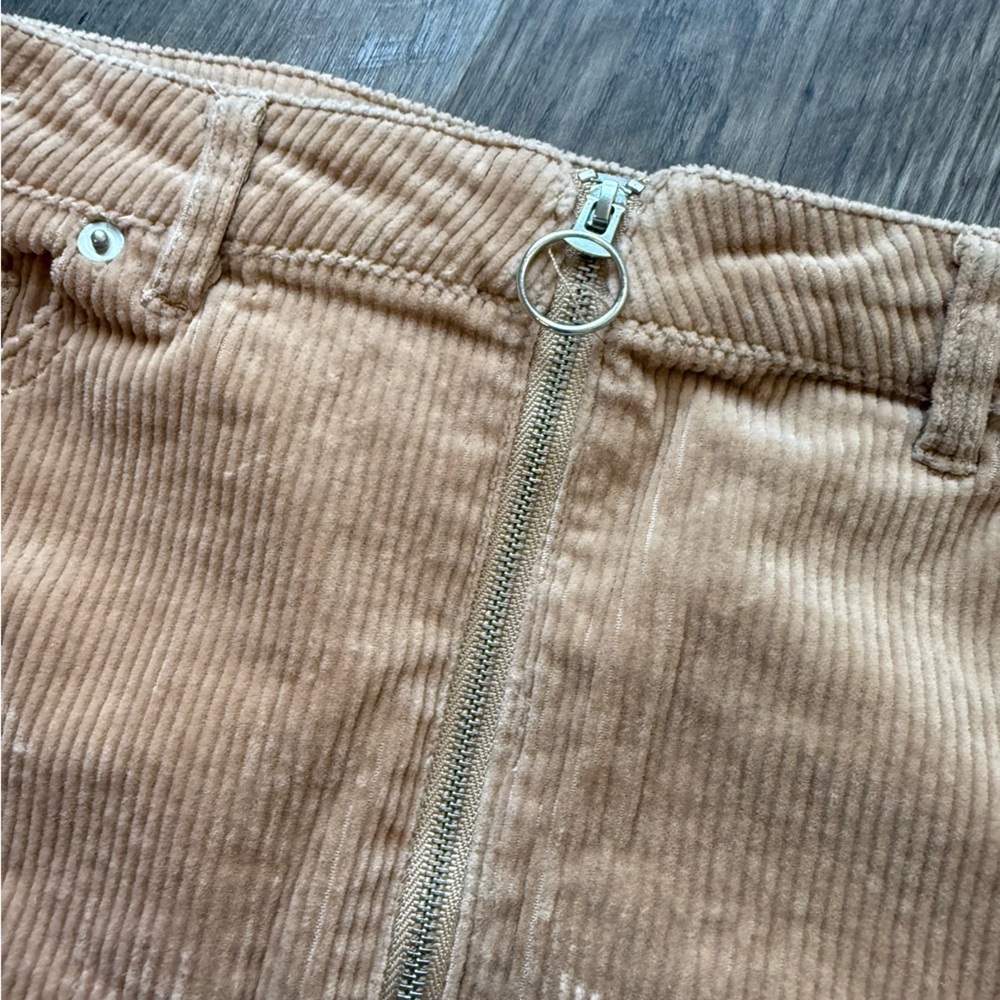 Love Tree Tan Corduroy Zipper‑Front Mini Skirt • Size S - Picture 2 of 4